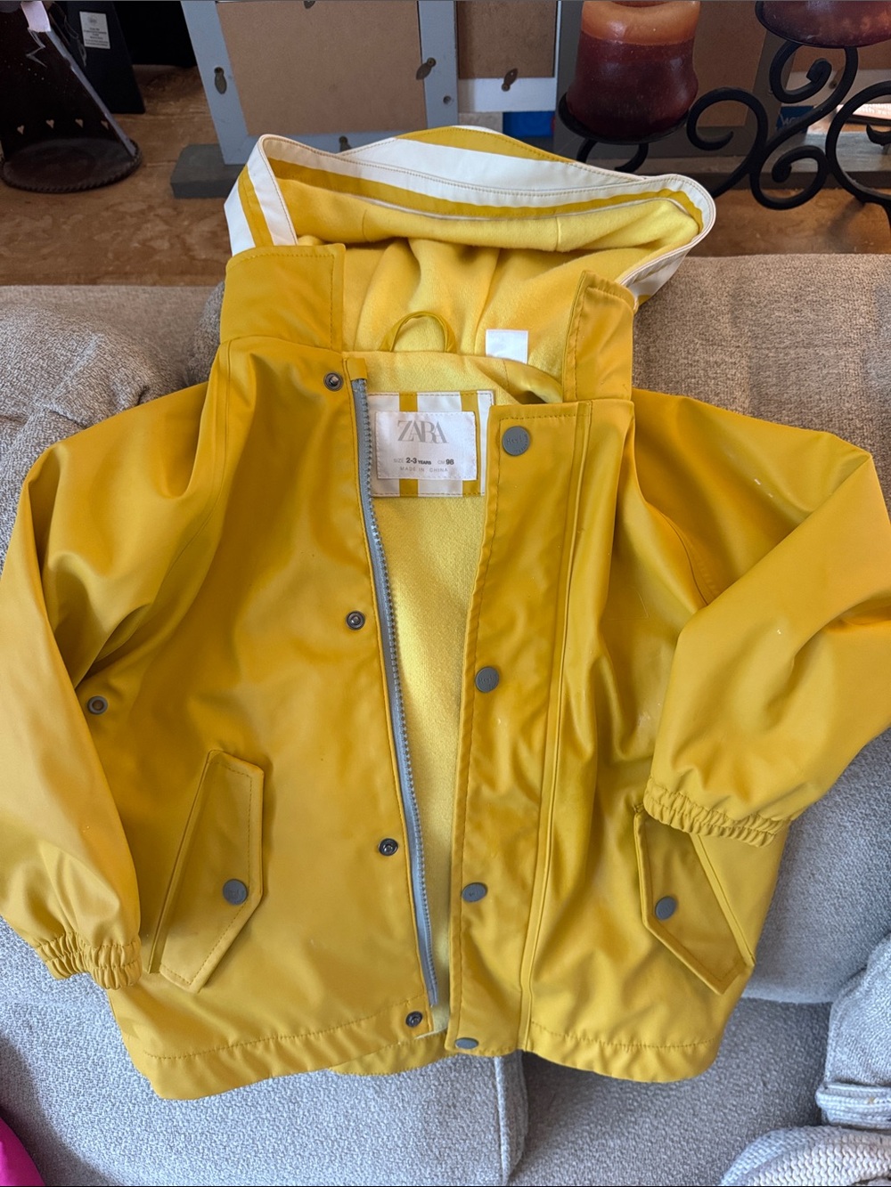 Zara Kids Classic Yellow Hooded Raincoat -2/3 yrs